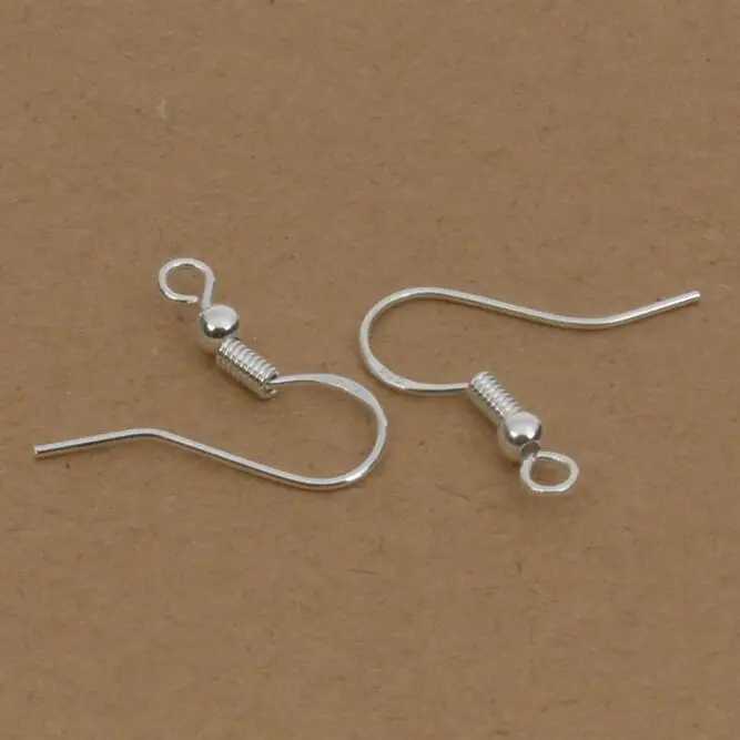 DZ silver 50 шт = 25 пар 925 пробы серебряные Простые Модные крючки для ушей с шариковыми пружинными застежками для изготовления ювелирных изделий - Цвет: DZ silver