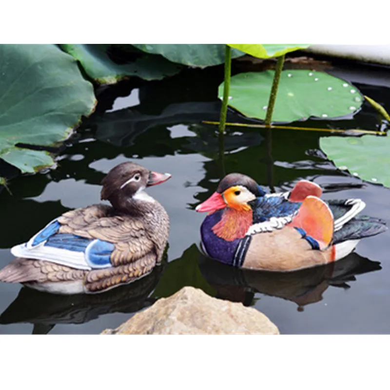 

Creative Simulation Lifelike Mandarin Duck Sculpture Model Colophony Crafts Garden Furnishing Articles Pool Decoration G1054