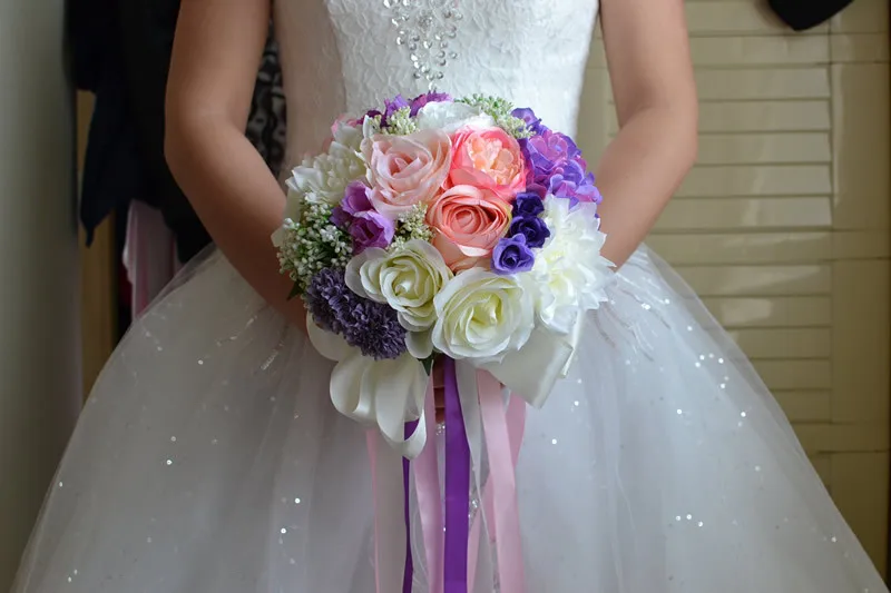 Романтичный свадебный букет, смешанные цвета, брошь, свадебные аксессуары, букеты, Искусственные Свадебные цветы, свадебные букеты FE11