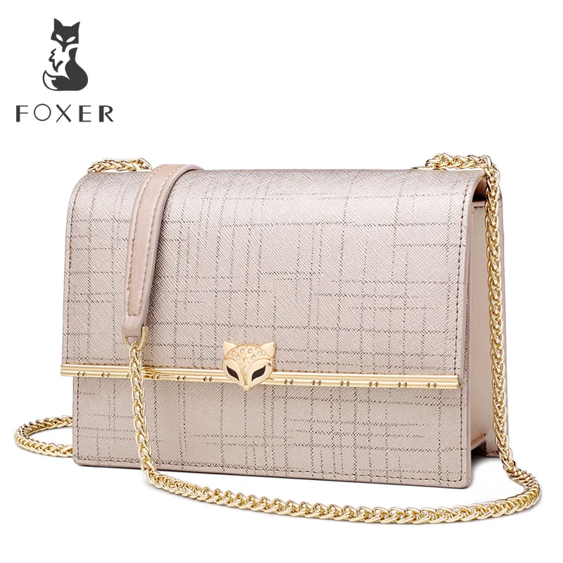 

FOXER Women Crossbody Bag Chain Bags Woman Strap Leather Shoulder Bag Ladies Flap Female Messenger Bag 2019 Valentine's Day Gift