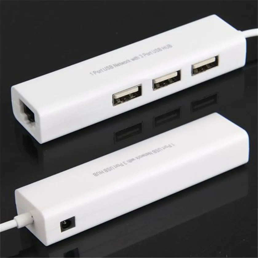 Лучшая цена USB к RJ45 Lan карта Ethernet сетевой адаптер кабель + 3 порта концентратора для