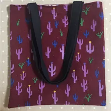 YILE хлопок лен эко Повседневная сумка через плечо печать кактус желтый синий винный красный база магнитная оснастка 1723a