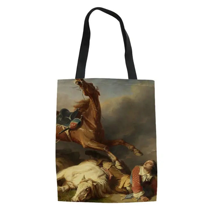Известный Ван живопись женские парусиновые сумки для покупок Повседневная Экологичная, вместительная сумка на плечо универсальная летняя пляжная сумка - Цвет: LMQ375Z22
