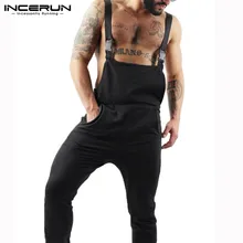 INCERUN модный мужской комбинезон бегунов повседневные Комбинезоны простые брюки регулируемые ремни-подтяжки брюки уличные комбинезоны мужские