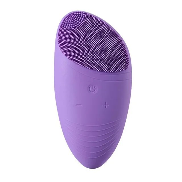 Электрическая силиконовая щетка для очищения лица, массажер, вибрационная перезаряжаемая, глубокое очищение кожи, уход за лицом, очищающая щетка, водонепроницаемая - Цвет: purple 3
