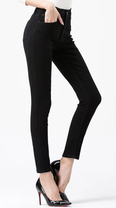 Женские джинсы с высокой талией размера плюс, обтягивающие серые, черные, синие джинсы для мам, джинсовые узкие Брюки 6XL - Цвет: black   606