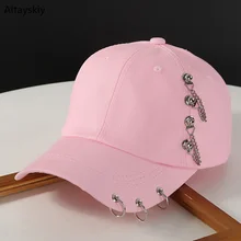 Бейсбольная кепка s женские новые кольца с заклепками цепи женские s кепки хип хоп шикарные модные Универсальные Harajuku регулируемые однотонные солнечные очки для улицы