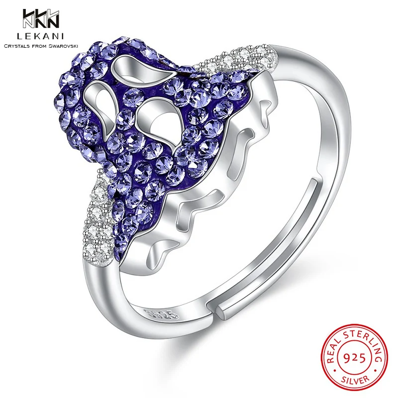 LEKANI кристаллы из кольца swarovski Стерлинговое Серебро 925 пробы винтажные новые синие