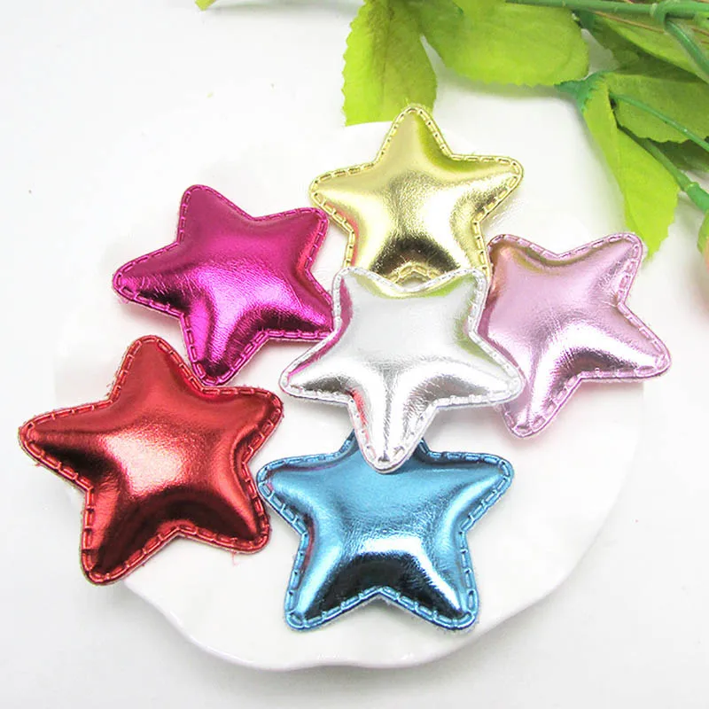 

30pcs 4.8cm Shiny pu Star/Flower Padded Patches Appliques For Clothes Sewing Supplies DIY Hair Bow Decoration