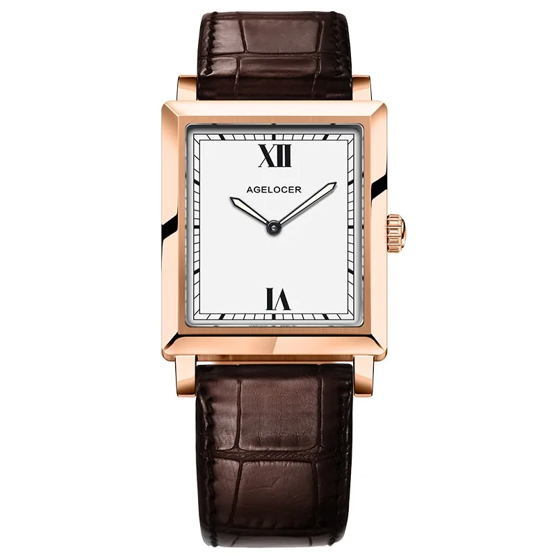 Agelocer, Топ бренд, роскошные часы, золотые светящиеся кварцевые часы, нержавеющая сталь, кожаный ремешок, часы, женские часы, Relogio Feminino - Цвет: 3401D2