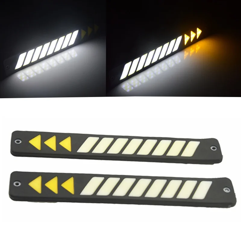 

2pcs Car Head Light COB LED Daytime Running Lights DRL Fog Lights with Turn Signal Waterproof white+Amber Car Light Source