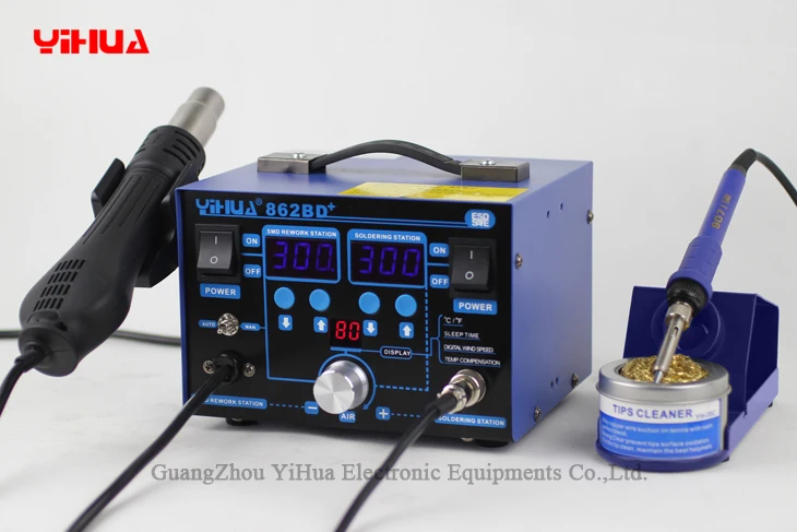 

YIHUA 862BD+ Soldering Iron + Hot Air Gun Welding Rework Repair Solder Station with Free Gifts 110/220 EU/US PLUG
