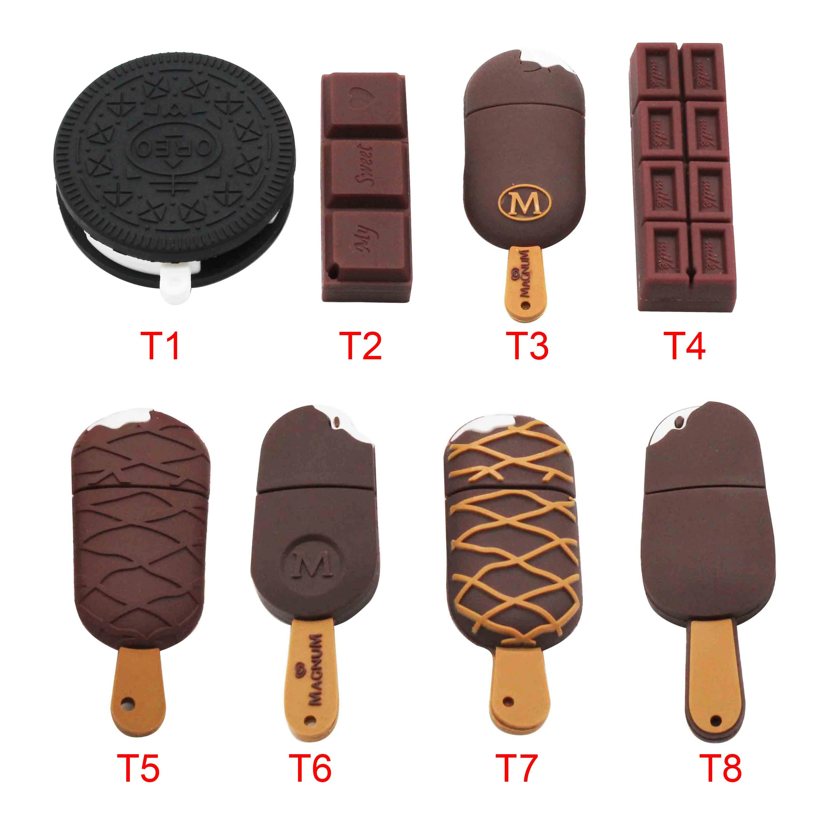 Cartoon Ice Cream USB 2.0 Flash Drive 4G 8G 16GB 32GB 64GB 128G Chocolate Pen Drives Wholesale Memory Stick Real Capacity U Disk fastest flash drive