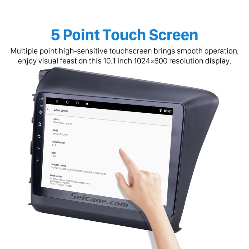 Excellent Seicane 10.1" Android 8.1 GPS Car radio for 2012 Honda Civic with CD DVD Player Bluetooth  3G  HD Multi-touch Capacitive Screen 2