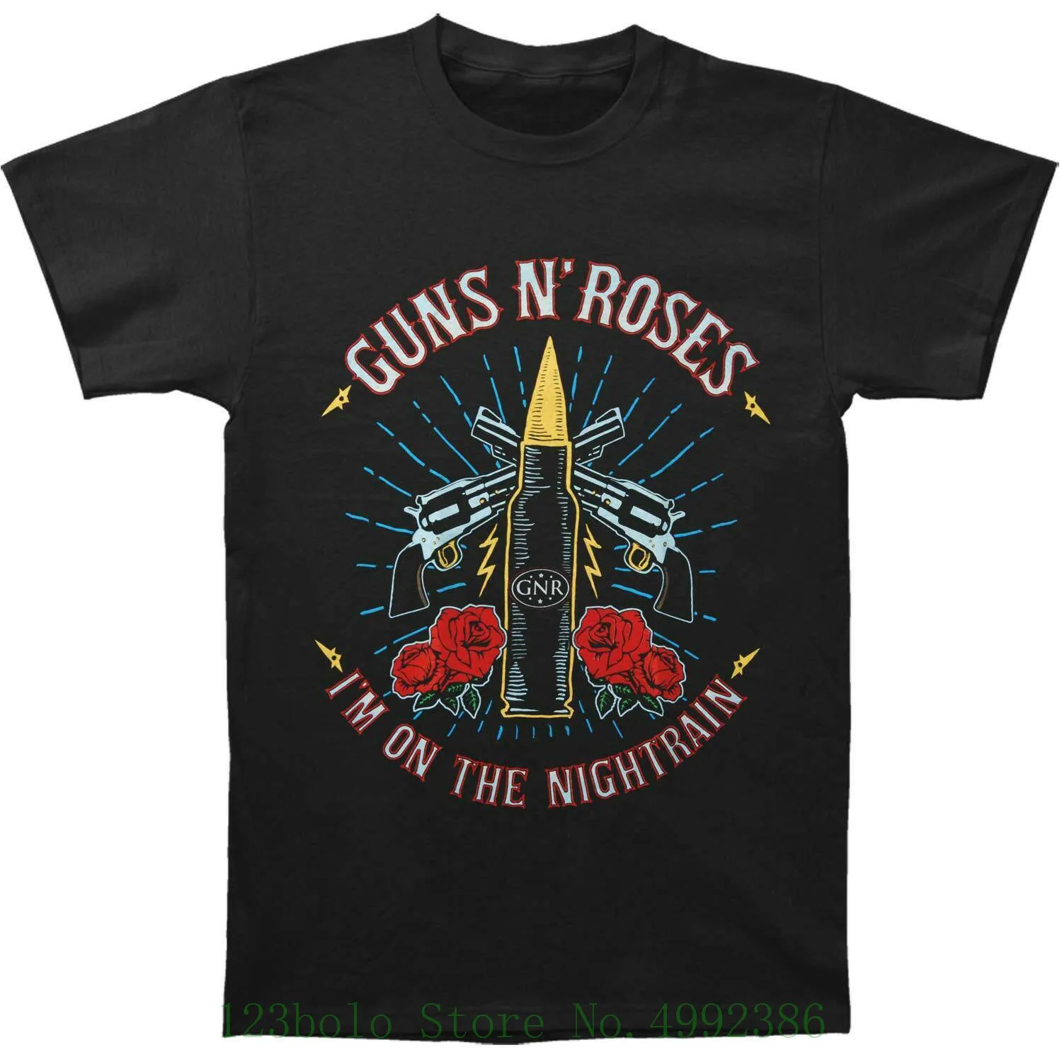 Guns N Roses для мужчин ночной поезд Slim Fit Футболка Черный Прохладный пары конструкции Best продажи свободная