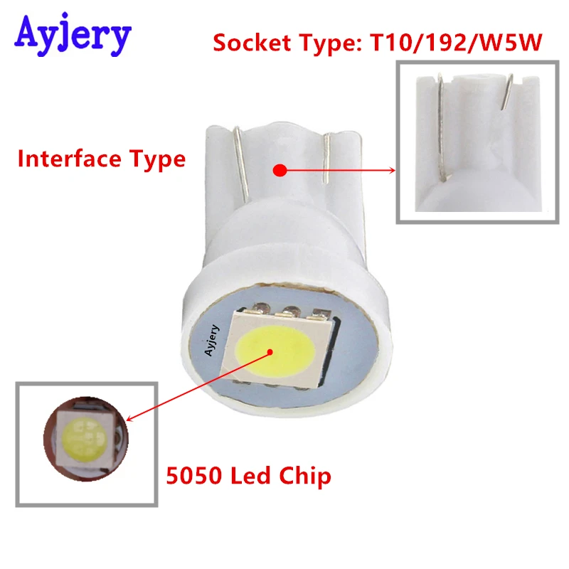 Ayjery 500 шт. T10 Led 194 168 192 W5W 5050 1 светодиодные лампы SMD автомобиль для чтения Чемодан отсек инструмент Дверные огни 12В Автомобильный свет