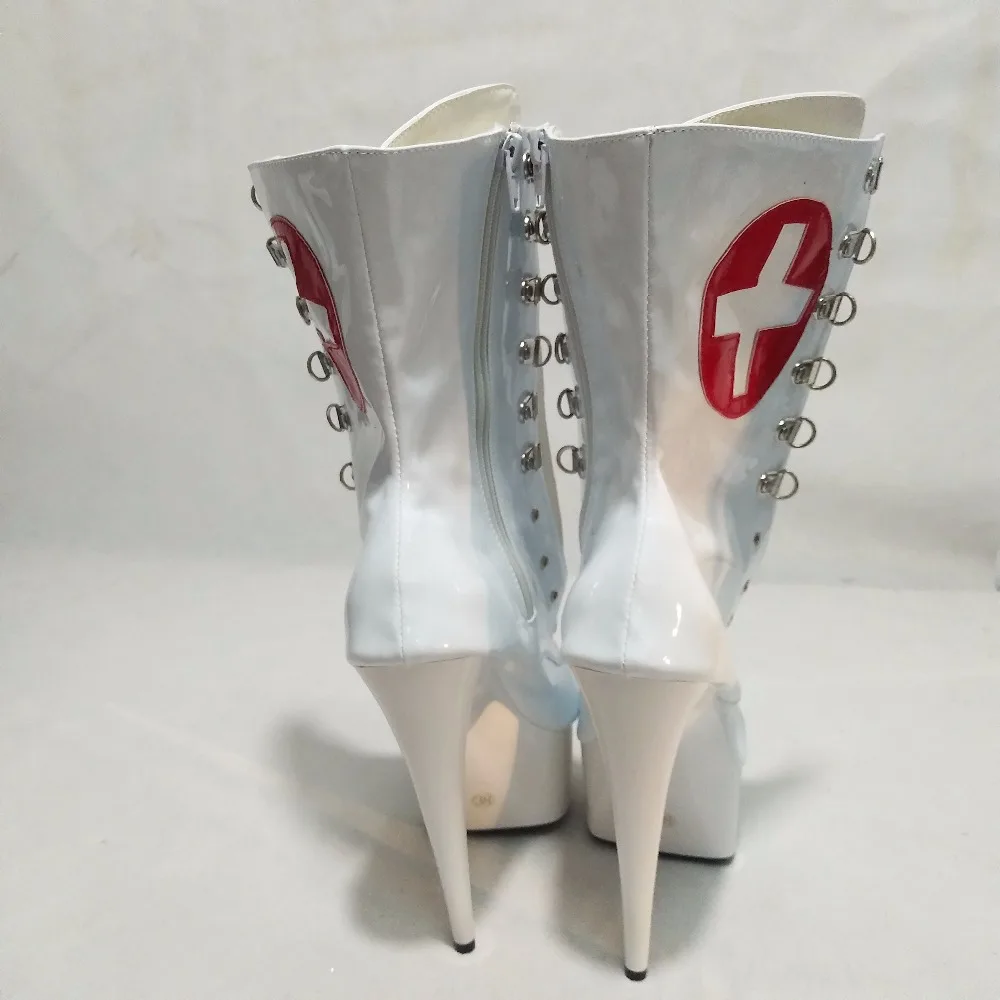 Пикантная обувь на высоком каблуке 15 см на шнуровке женские ботинки из искусственной кожи женские ботильоны на молнии сзади пикантные танцевальные ботинки
