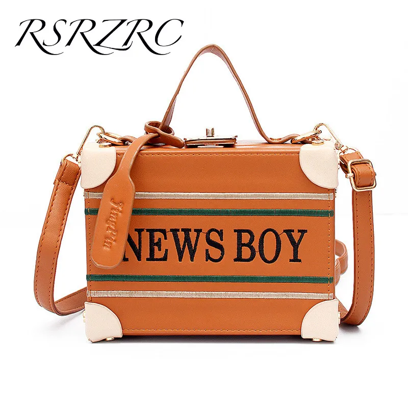 

2017 New Vintage Letter Embroidery Handbags Women European and American Style Box Shoulder Bags Small Crossbody Bag for Girls