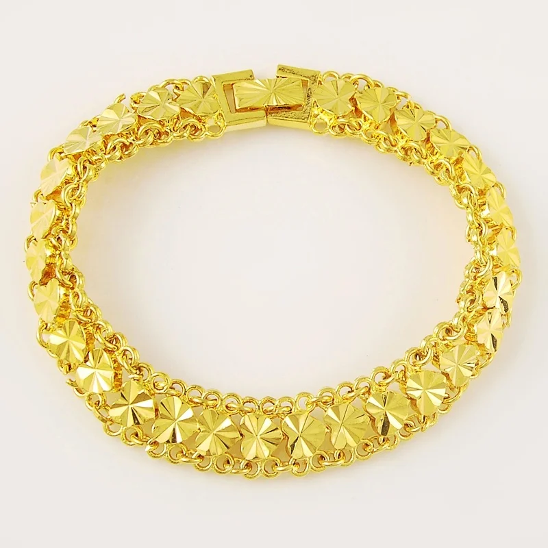 18k Gold Plated I Love You Heart Crystal Women Lady Chain Bangle Bracelet 