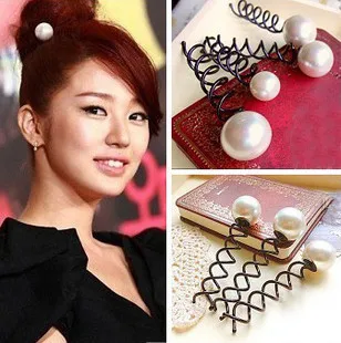 

The girl Pearl spiral hairpin Fashion small pearl screw clamp 20pcs/lot free shipping