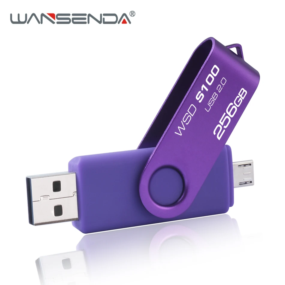 WANSENDA S100 OTG USB флеш-накопитель 32 ГБ флэш-накопитель 8 Гб оперативной памяти, 16 Гб встроенной памяти, 64 ГБ 128 Гб флэш-накопитель 256 ГБ 2 в 1 двойной разъем Micro USB флеш-накопитель