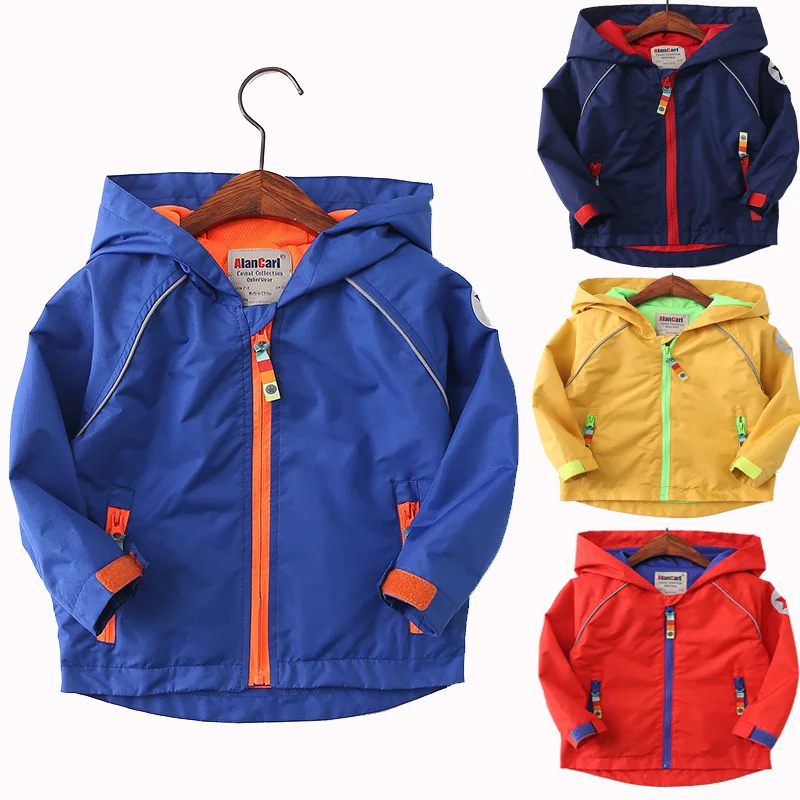 Kids Boys Girls Windbreaker Waterproof Jacket Rain Coat Hooded Zipper Outwear