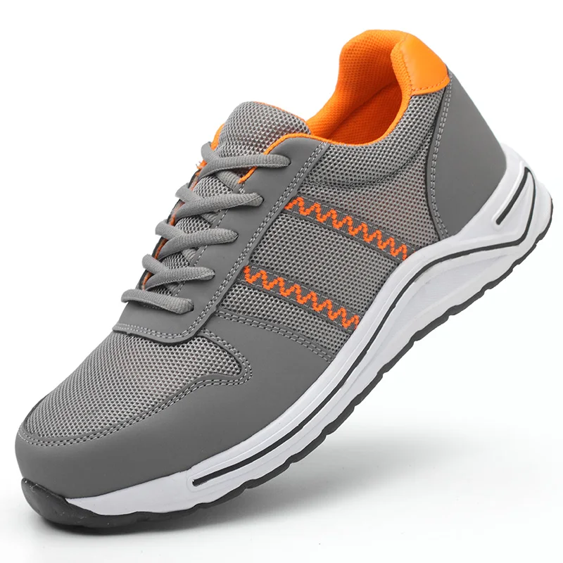 

plus size mens casual breathable steel toe cap working safety shoes anti-puncture construction site worker security boots male