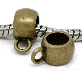 

European Style Bails Beads Round Antique Bronze 11mm( 3/8") x 5mm( 2/8") , 10 PCs new