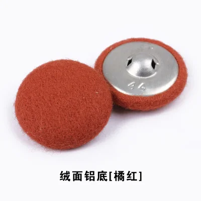 

Free shipping 30pcs/lot orange red suede cover aluminum bottom button coat female cotton cloth covered buttons 28mm