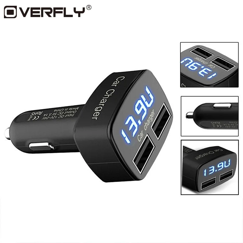 

Car Charger Dual USB DC 5V 3.1A Universal Adapter with Voltage/temperature/Current Meter Tester Digital LED Display