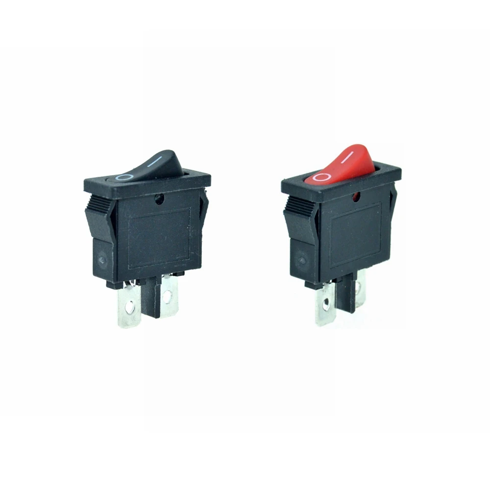 

5PCS Black Red Ultrathin Rocker Switches Boat Switch 2 Pin 2Positions O/I ON-OFF SPST 10x22mm Snap-in Mount 6A 250VAC/10A 125VAC