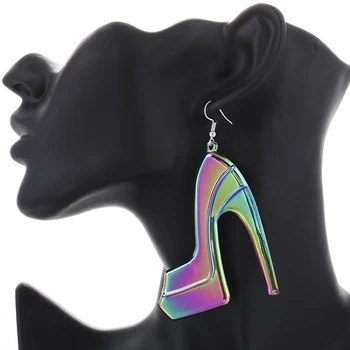 

LNRNAN 2 pcs Colorful Metal Drop Earring For Women High Heeled Shoes Shape Fashion Accessories Classic Geometric Dangle Earrings