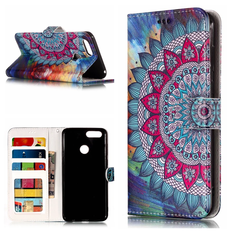 

Varnish 3D Relief Flip Leather Wallet Phone Silicone Soft Case Cover Shell for Huawei Mate 9 10 P9 Mini P20 Lite Pro Honor 7C 7X