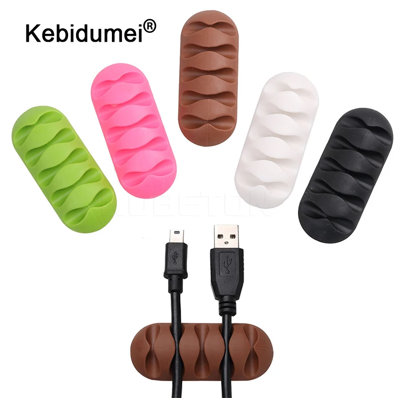 

kebidumei Winder Earphone Cable Organizer Wire Storage Silicon CC-947 Charger Desktop Cable Holder Clips for Earphone Wholesale