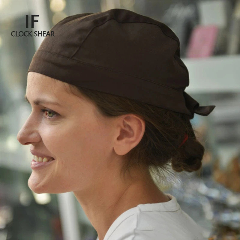

IF 2018 New chef hat men and women work cap pirate hat Baotou Ribbon headdress hotel fast food restaurant kitchen