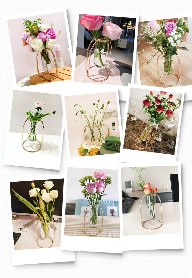 Скандинавская стеклянная кюветная ваза, Современная позолоченная железная ваза для цветов, модная ваза для растений, креативная Террариум, украшение для дома, свадьбы