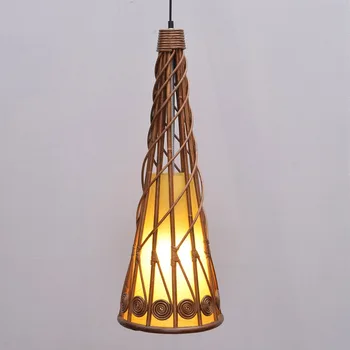 

South Asian Rattan Horn Dining Room Pendant Lamp Japanese Restaurant Pendant Lights Country Rustic trumpet Hanging Lamps