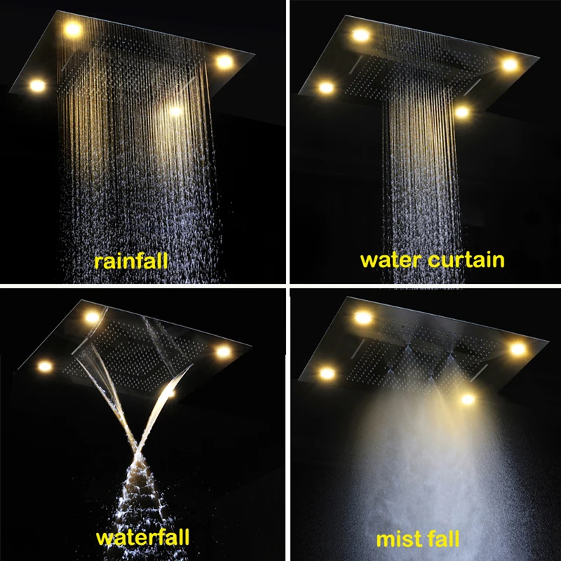Embeded ceiling rainfall led big shower head remote control color