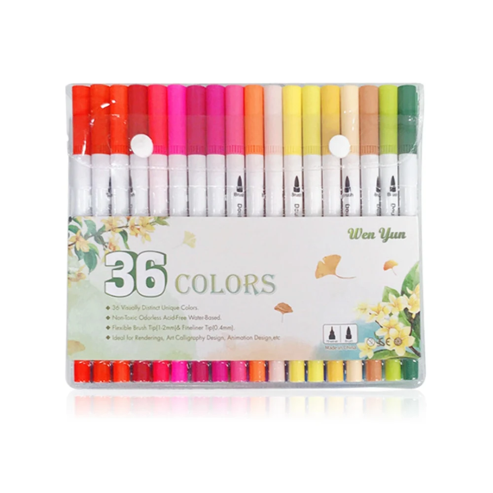 Рисунок двуглавый маркер ручка текстовый маркер пастельный жидкий маркер флуоресцентный цвет ручка Набор игрушек для рисования контур набор карандашей - Цвет: 36