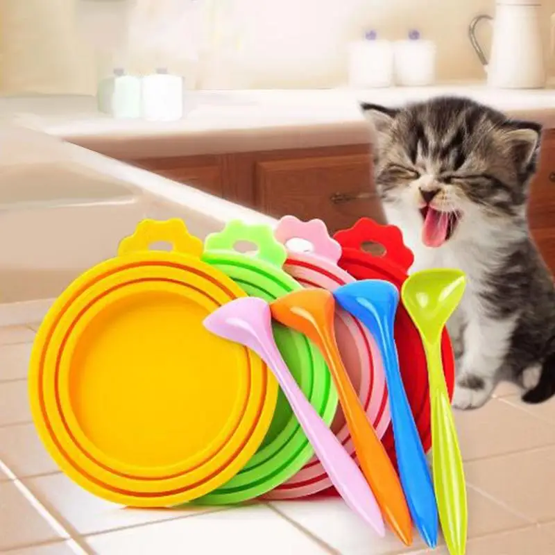 

LumiParty Silicone Can Cover with Scoop Sealing Cover for Pet Dog Cat Foods (Random color)-25
