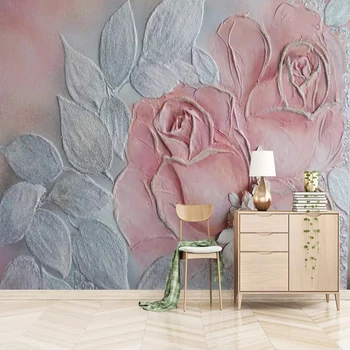 

Custom Wallpaper Murals 3D Embossed Rose Flower Background Wall Painting Living Room Bedroom Mural Decoration Papel De Parede 3D