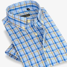 Модная хлопковая клетчатая рубашка мужская рубашка с коротким рукавом Повседневная приталенная известная марка мужские деловые Летние Стильные Большие размеры 4XL