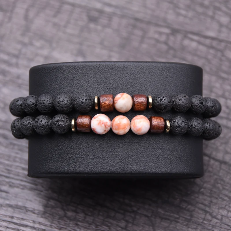 Couple bracelet set natural Stone bracelet/beads/lava/homme/fashion/bangles Bracelet Men Wooden bead mala bracelets Accessorie J