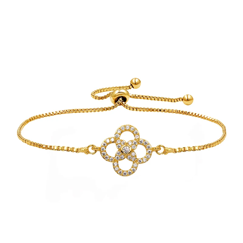 WEIMANJINGDIAN Новое поступление четыре Креста круг кубического циркония CZ Кристалл Регулируемые горки браслеты для женщин