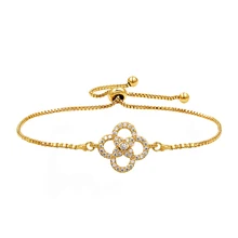 WEIMANJINGDIAN Новое поступление четыре Креста круг кубического циркония CZ Кристалл Регулируемые горки браслеты для женщин