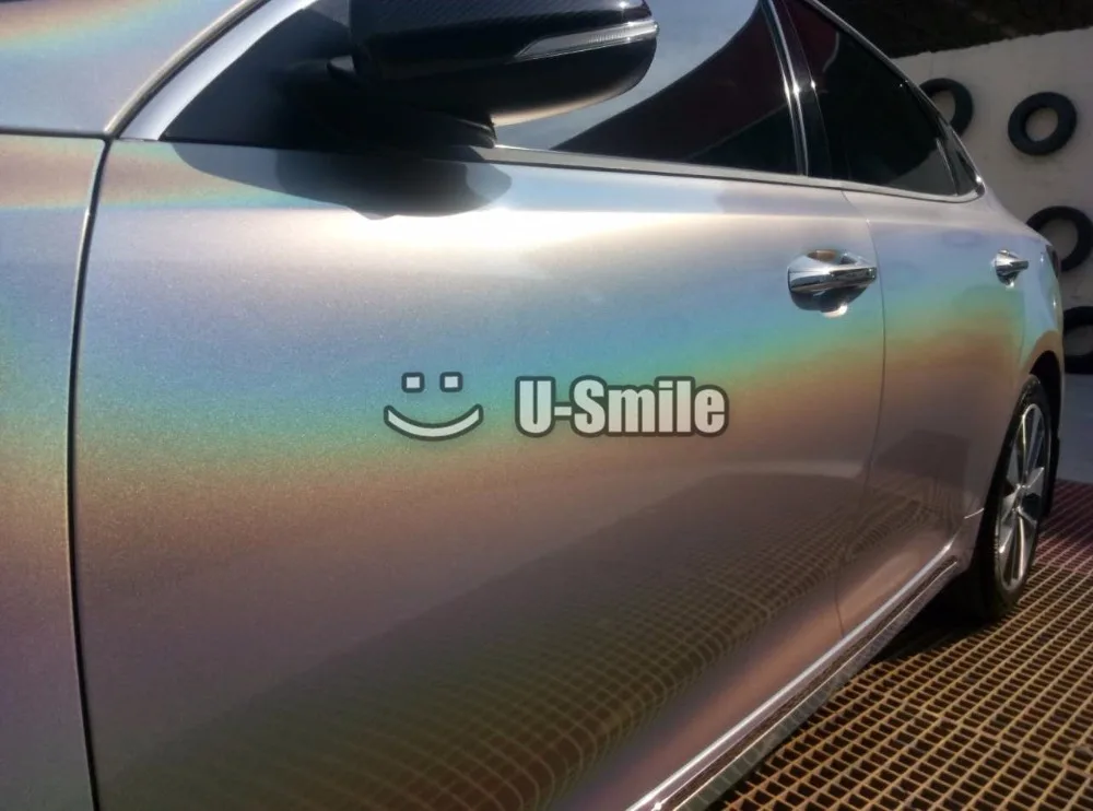 

Premium Rainbow Metallic Vinyl Foil Silver Gloss Prisma Vinyl Wrap Film Air Bubble Free For Car Sticker