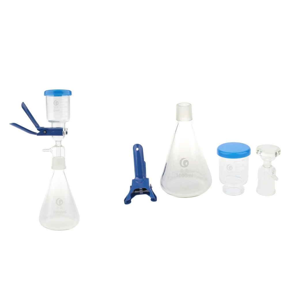 2 Sets of 1000ml Filtration Apparatus Vacuum Lab Filter Unit w Funnel Clamp