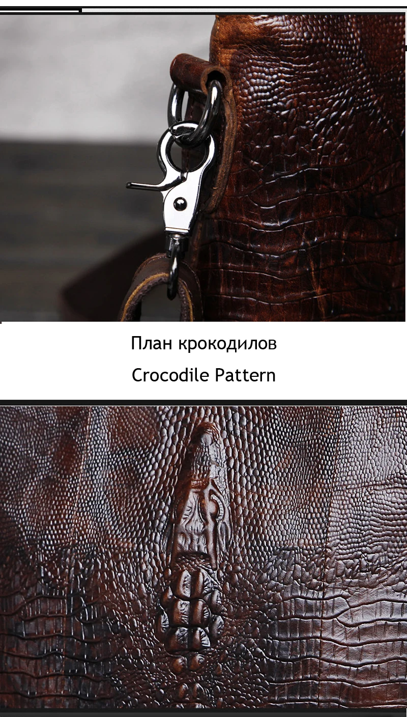 Norbinus, натуральная кожа, мужская сумка из крокодиловой кожи, натуральная кожа, через плечо, сумка через плечо, первый слой, Воловья кожа, деловая сумка