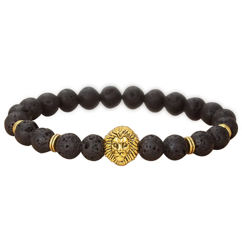 Ручной работы скелет натуральный камень лев браслет горячего расплава рок