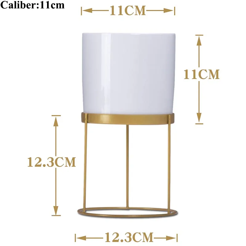 Скандинавские креативные золотистые железные художественные круглый, белый, керамический цветочный горшок для суккулентов, горшки для офиса, гостиной, рабочего стола, декоративный бонсай - Цвет: B